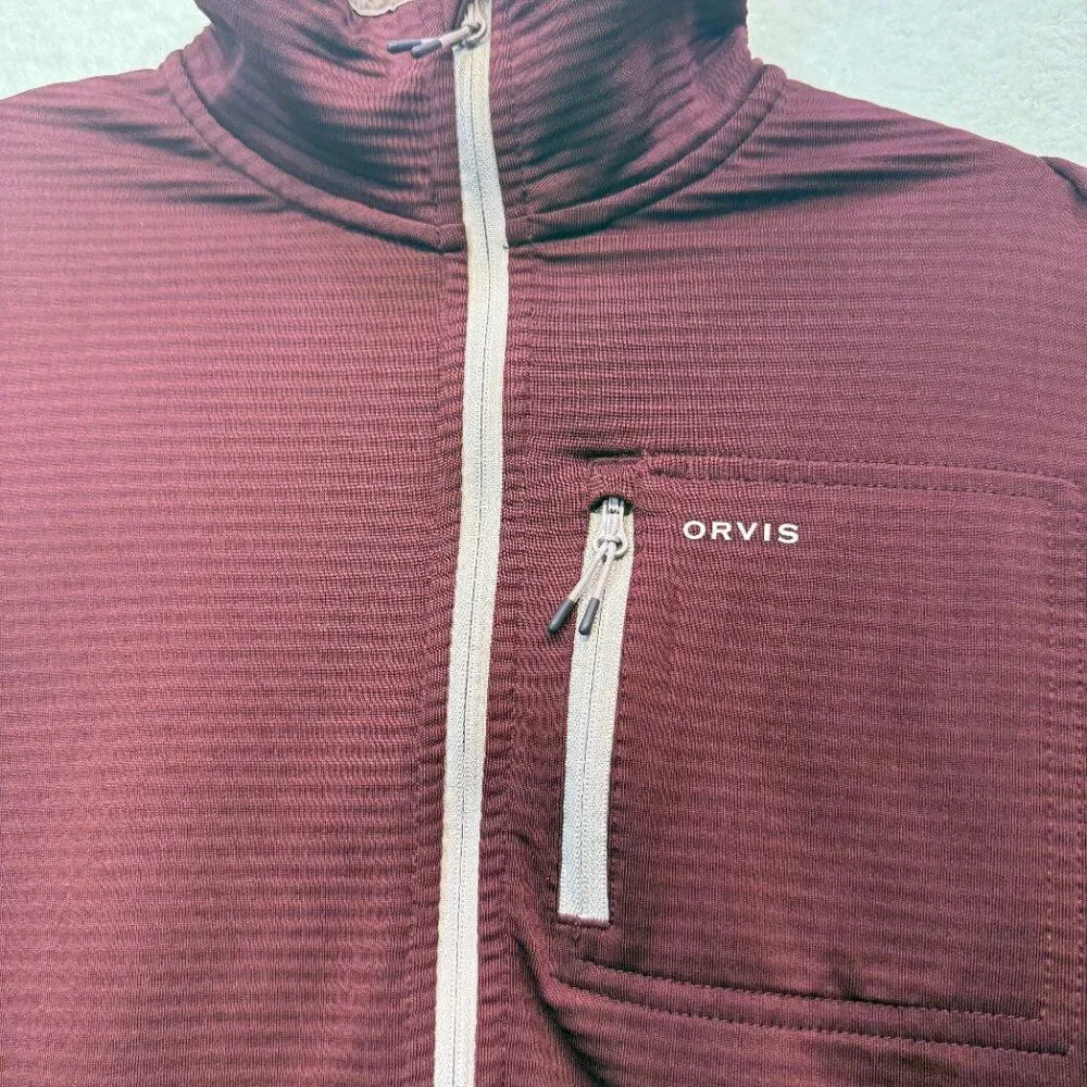 Orvis Quarter Zip Pullover Men’s Maroon Performance Fleece  Outdoor Layer